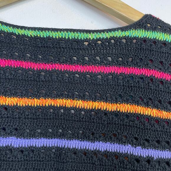 Vintage Y2K Susan Bristol Rainbow Cat Cats Crochet Embroidered Sweater Vest 2X - Picture 8 of 12